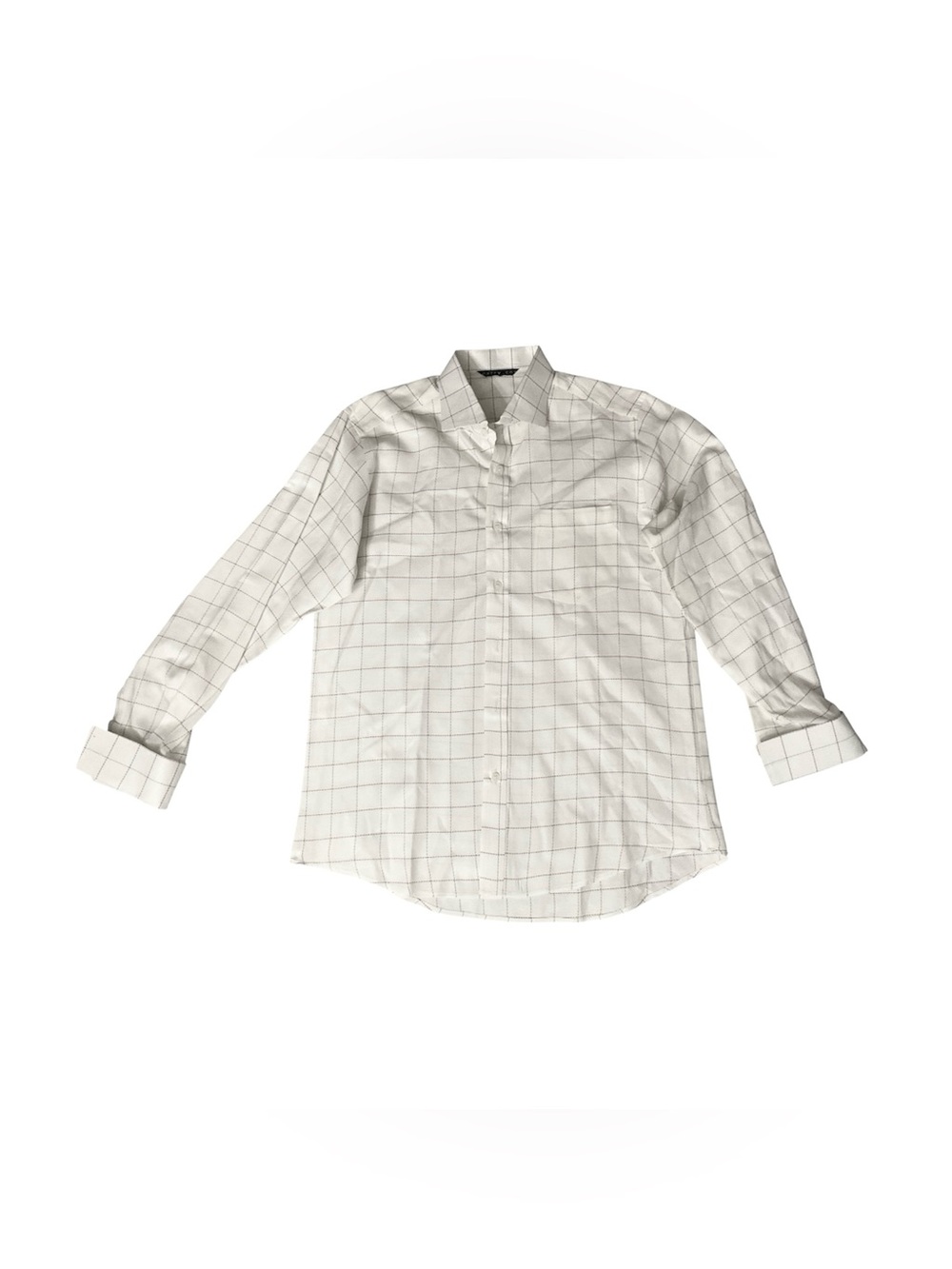 Men's White Windowpane Button-Down Shirt